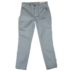 LOFT Women's Frayed Mid Rise Straight Jeans Crop In Light Blue‎ Size 27/4 NWT